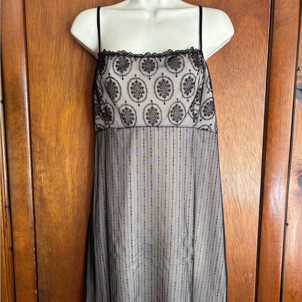 Felina Black Lace Lingerie Pijama Camisole XL lined in cream preowned